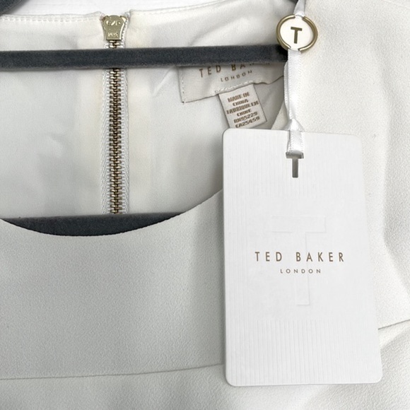 NEW Women's Ted Baker London Cold Shoulder Frill Top, Size 1 - White - Picture 4 of 6